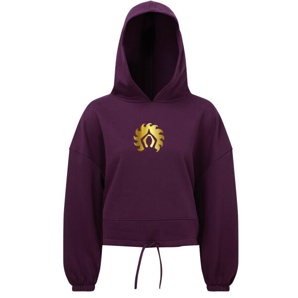 Oversized cropped hoodie with metallic gold logo. Thumbnail