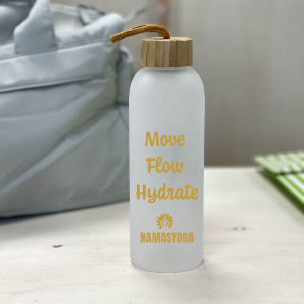 Move Flow Hydrate frosted glass water bottle. Thumbnail